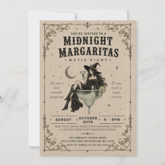 Invitación Fiesta de Halloween de Margaritas de Medianoche Gó