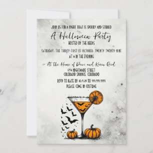 Invitación Fiesta de Halloween de Martini de Calabaza
