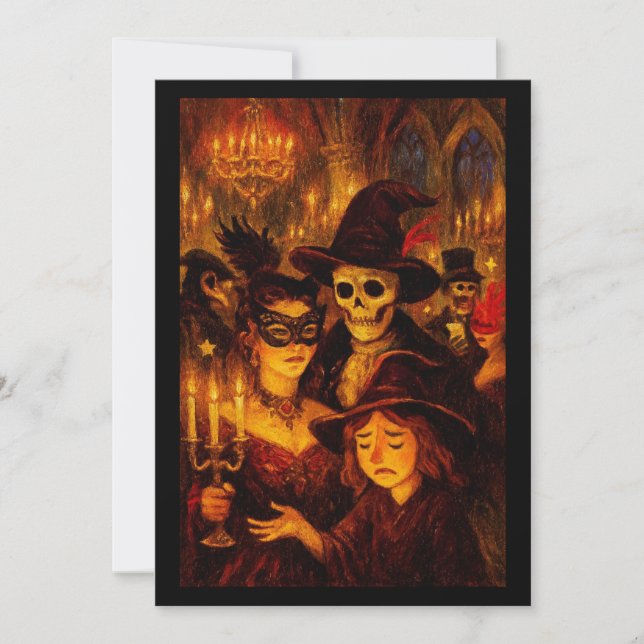 Invitación Fiesta de Halloween de Máscara Gótica (Anverso)