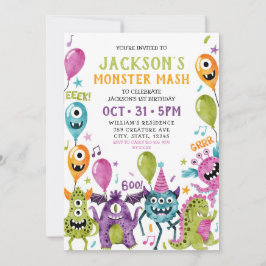 Invitación Fiesta de Halloween de Monster First Birthday Boy