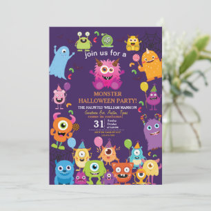 Invitación Fiesta De Halloween De Monstruo De Disfraces Para 