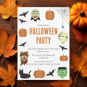 Invitación Fiesta de Halloween de Monstruos Divertidos para N