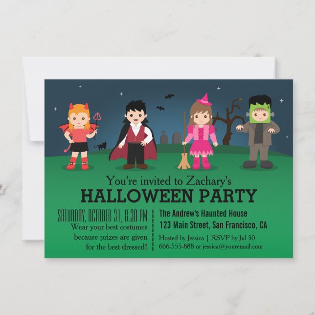 Invitación Fiesta de Halloween de Monstruos Espeluznantes Ado (Anverso)