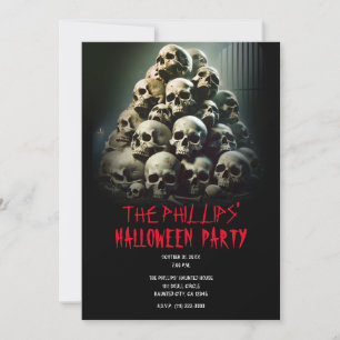 Invitación Fiesta de Halloween de Montón de Calaveras Gritand