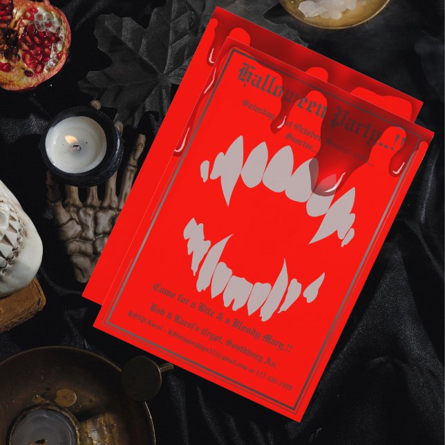 Invitación Fiesta de Halloween de mordida de vampiro (Vampire Bite Halloween Party Invite)