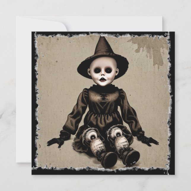 Invitación Fiesta de Halloween de muñecas espeluznantes y muy (Anverso)