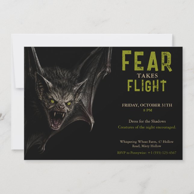 Invitación Fiesta de Halloween de Murciélago - Alas Oscuras d (Anverso)