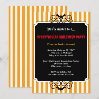 Invitación Fiesta de Halloween de Murciélagos
