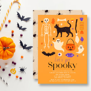Invitación Fiesta de Halloween de Naranja Espeluznante