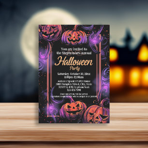 Invitación fiesta de halloween de natación con linterna Jack-