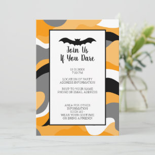 Invitación Fiesta de Halloween de negro naranja y blanco mode