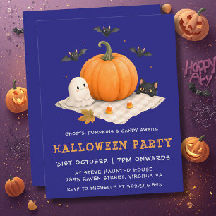 Invitación Fiesta de Halloween de Niños Adorables Calabaza Fa