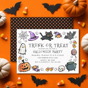 Invitación Fiesta de Halloween de Niños con Crayones Divertid