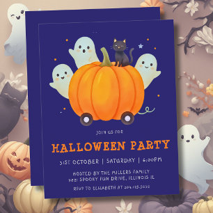 Invitación Fiesta de Halloween de niños con fantasma lindo y 