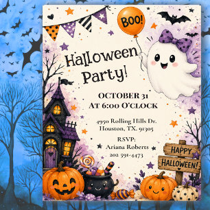 Invitación Fiesta de Halloween de Niños Fantasmas Amigables