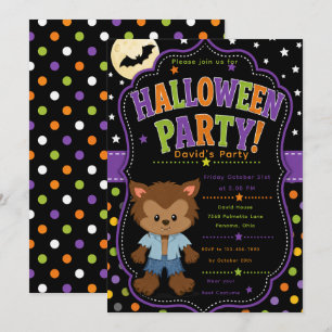 Invitación Fiesta de Halloween de niños hombre lobo