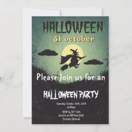 Invitación fiesta de Halloween de observación y luna