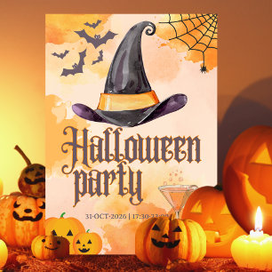 Invitación Fiesta de Halloween de oficina naranja adorable co