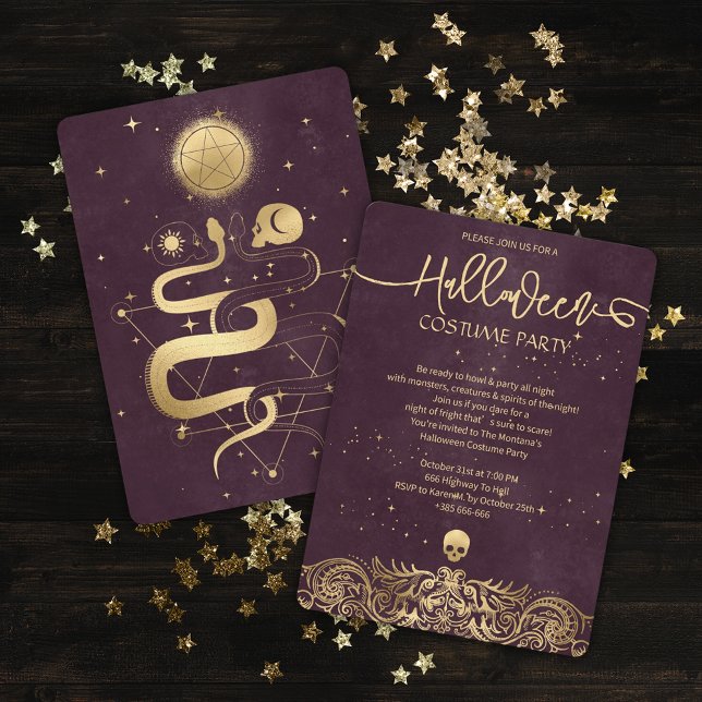 Invitación Fiesta De Halloween De Oro Y Terciopelo Rojo (Subido por el creador)
