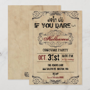 Invitación Fiesta de Halloween de Papel Antiguo de Victoria