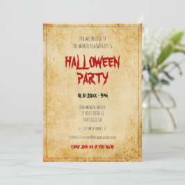 Invitación Fiesta de Halloween de papel de época