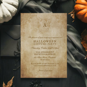 Invitación Fiesta de Halloween de papel envejecido gótico vin