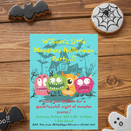 Invitación Fiesta de Halloween de pequeños monstruos