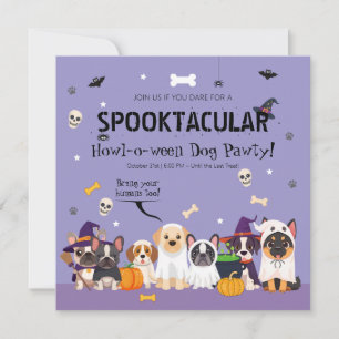 Invitación Fiesta de Halloween de perros adorablemente espelu