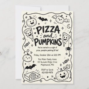 Invitación Fiesta de Halloween de Pizza y Calabazas