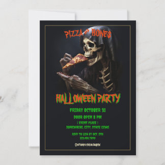 Invitación Fiesta de Halloween de Pizza y Huesos