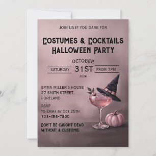 Invitación Fiesta de Halloween de Poción Rosa Elegante y Somb