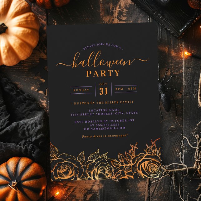 Invitación Fiesta de Halloween de Rosa Naranja  (Subido por el creador)