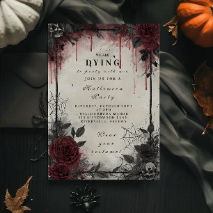 Invitación Fiesta de Halloween de Rosas de Sangre Góticas