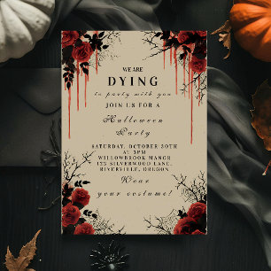 Invitación Fiesta de Halloween de Rosas Góticas Sangrientas