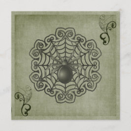 Invitación Fiesta de Halloween de Sage Green Spider Scroll