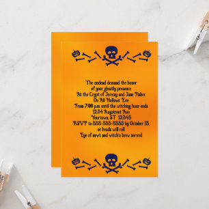 Invitación Fiesta de Halloween de Skull and Cross Bones