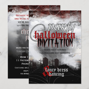 Invitación Fiesta de Halloween de Sueños de Cementerio de la