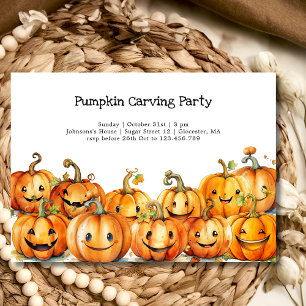 Invitación Fiesta de Halloween de tallado de calabazas