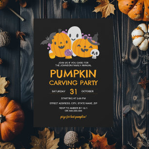 Invitación Fiesta de Halloween de tallado de calabazas
