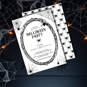 Invitación Fiesta de Halloween de telaraña de araña espeluzna