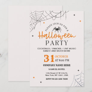 Invitación Fiesta de Halloween de Telaraña en la Oficina Colo
