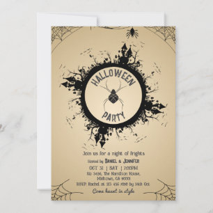 Invitación Fiesta de Halloween de telaraña gótica vintage