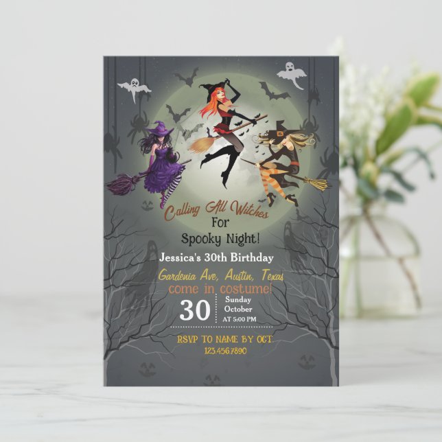 Invitación Fiesta De Halloween De Todos Los Testigos (Anverso de pie)