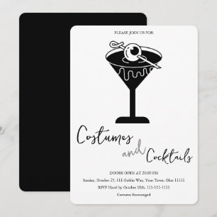 Invitación Fiesta de Halloween de trajes minimalistas y cócte