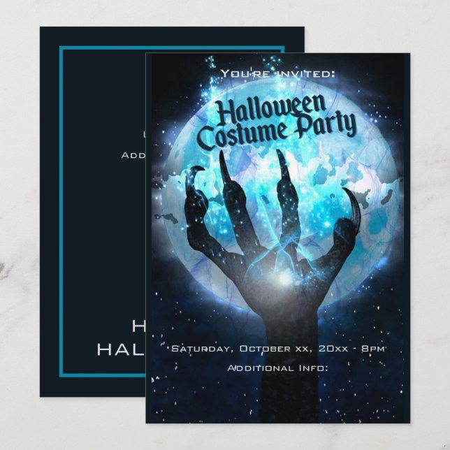 Invitación Fiesta de Halloween de Transformación de la Luna L (Anverso / Reverso)