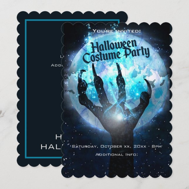 Invitación Fiesta de Halloween de Transformación de la Luna L (Anverso / Reverso)