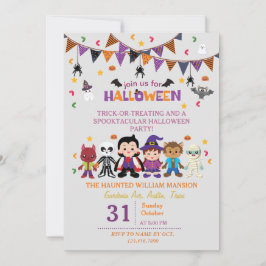 Invitación Fiesta De Halloween De Trato De Brujas Para Niños