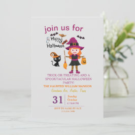 Invitación Fiesta De Halloween De Trato De Brujas Para Niños