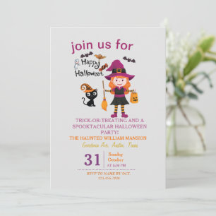 Invitación Fiesta De Halloween De Trato De Brujas Para Niños