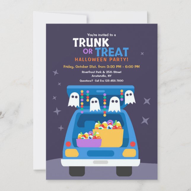 Invitación Fiesta De Halloween De Troneo O Tratamiento (Anverso)